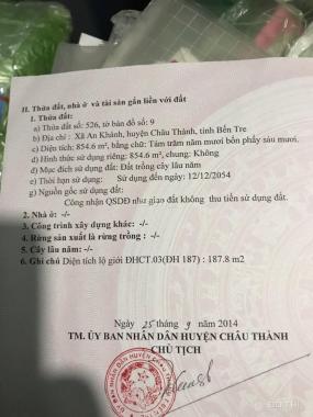 Bán đất tại Xã An Khánh, Châu Thành, Bến Tre diện tích 854.6m2, giá 2.3 tỷ. LH 0944744947