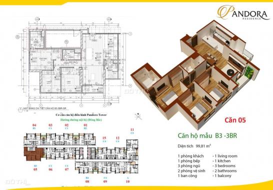 Nhận ngay SH, chiết khấu đến 5% khi mua căn hộ Pandora Thanh Xuân 83m2 chỉ 2.35 tỷ, sổ đỏ riêng