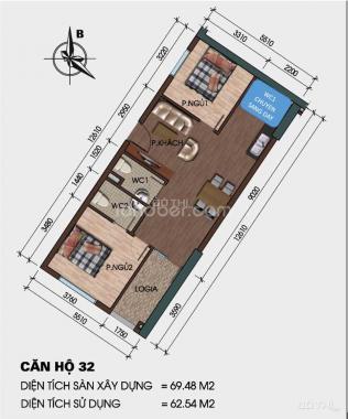 Chính chủ bán căn 70m2 tầng 14 cửa chính hướng Tây Bắc; Ban công hướng Tây Nam