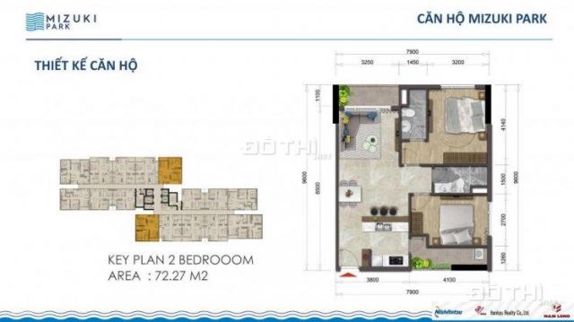 Căn hộ Mizuki Park 2PN, 2WC, 72m2, chỉ 2.22 tỷ, hoàn thiện, view hồ bơi, T12 nhận nhà. 0943352339