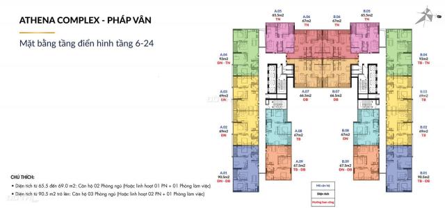 Bán căn hộ chung cư Athena Complex Pháp Vân, Hoàng Mai, Hà Nội, diện tích 67m2, giá 21.5 tr/m2