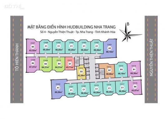Bán căn hộ chung cư HUD Building Nha Trang, Khánh Hòa DT 63,07m2 giá HĐ + Chênh 450 tr căn gốc CH16