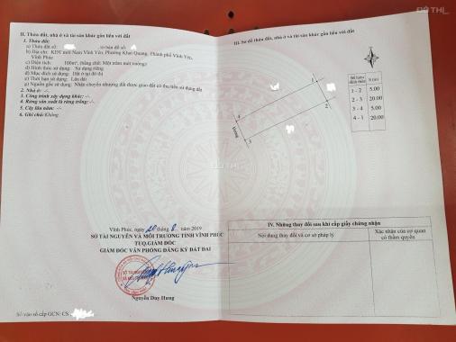 Chính chủ bán lô 100m2 đã có bìa KĐT mới Nam Vĩnh Yên. LH 0987.494.015