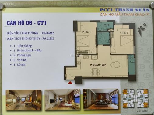 Bán chung cư cao cấp PCC1 Thanh Xuân, căn 2 mặt thoáng 2 PN, 2 VS, 59,5m2, view ĐB