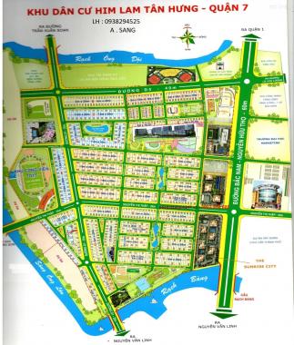 Bán đất tại đường D1 khu đô thị Him Lam Kênh Tẻ, Q7, DT 5 x 20m, giá 207 tr/m2, LH: 0938.294.525
