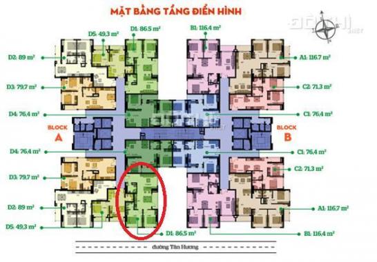 Cần tiền bán gấp căn góc 86.5m2 dự án Tân Hương Tower