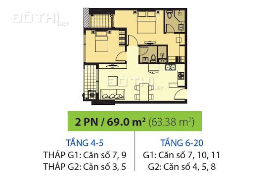 Căn hộ chung cư Galaxy 9, 2pn - 67m2. 3 tỷ 550 triệu