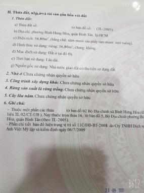 Bán nhà đất đường Số 18, p. Bình Hưng Hòa, Q. Bình Tân, 4 x 14,2m (Nở hậu) 3,7 tỷ