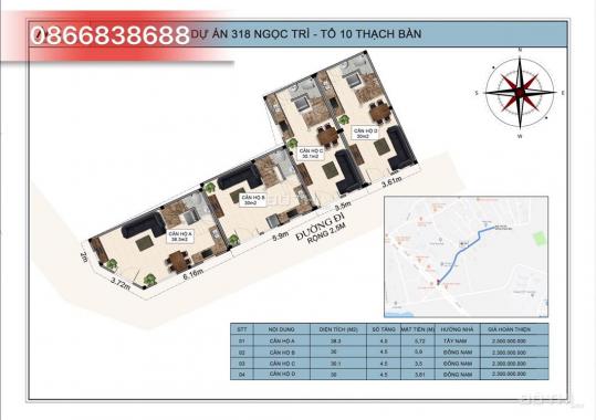 Bán căn hộ 32m2 * 4,5 tầng phố Ngọc Trì, Long Biên, Hà Nội, giá 2.3 tỷ