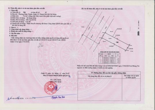 Bán đất thổ cư xây dựng tự do đường Hiệp Thành 45 gần Lê Văn Khương, siêu thị Metro, ủy ban Quận 12