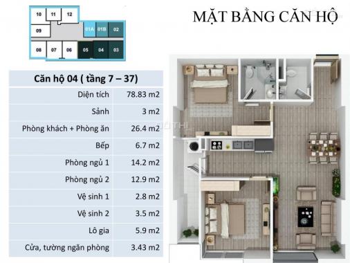 Bán căn 04, 79m2, 2PN, giá 1,4 tỷ tại chung cư Flc star tower Quang Trung, Hà Đông. Lh 0934515659