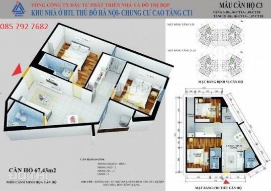 Chính chủ bán căn 60m2= 780tr, 67m2= 950tr chung cư CT1 Yên Nghĩa. 03 3916 3916