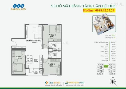 Bán căn hộ chung cư tại FLC Garden Đại Mỗ, diện tích 82m2, 2 WC, giá 1.88 tỷ, gần Aeon Mall