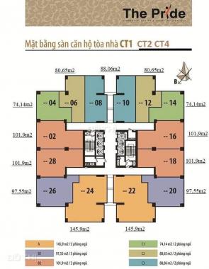 Cần bán gấp căn hộ 81m2 tại CT4 The Pride Hải Phát, Tố Hữu, Hà Đông, giá 1 tỷ 560 triệu. SĐCC