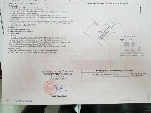 Bán đất mặt tiền Nguyễn Thị Định, Quận 2, đã có sổ hồng riêng. Ngân hàng cho vay 70%, xây tự do