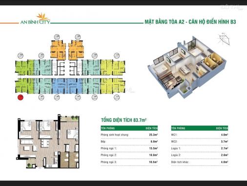 Chính chủ bán căn góc hướng ĐN, 3PN rẻ nhất dự án An Bình City, 2.95 tỷ bao phí full nội thất