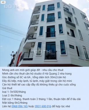 Chính chủ cần cho thuê 8 căn hộ studio khu Lê Hồng Phong 2 Nha Trang