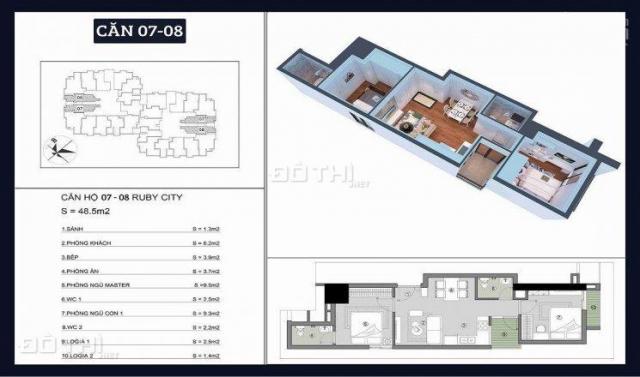 BÁn căn hộ chung cư Ruby City 3 Phúc Lợi, Long Biên, Hà Nội, diện tích 45 - 70m2, giá 19 tr/m2