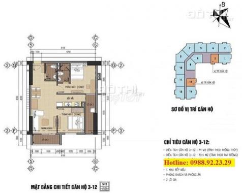 Bán căn chung cư B32 Đại Mỗ (chung cư CBCS cục B32). Căn 74m2, giá 1.52 tỷ, gần Aeon Mall