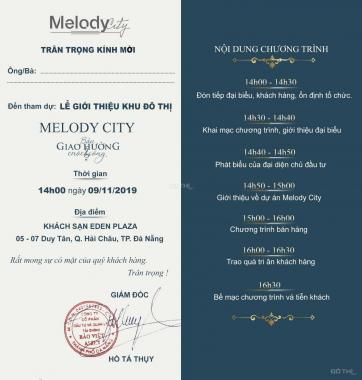 9/11/2019 chính thức mở bán GĐ1 dự án Melody City Đà Nẵng cách biển 300m, LH: 0934.85.99.98