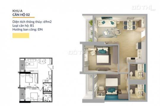 Chung cư Athena Complex Pháp Vân, 2 phòng ngủ, 2WC, 69m2, full nội thất, chỉ 450 triệu