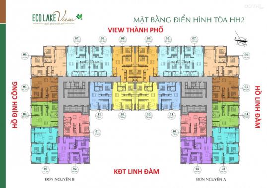 Cần bán căn hộ 2PN chung cư Ecolake View 32 Đại Từ, DT 71m2, 1 tỷ 7. Lh: 0911846.848