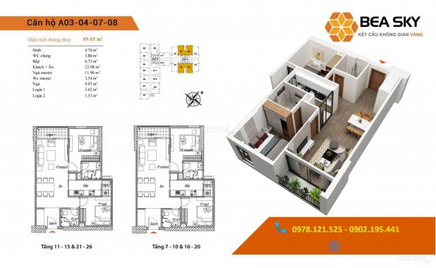 Mở bán chung cư Bea Sky Nguyễn Xiển 500tr/1 căn (chưa VAT), full nội thất, miễn dịch vụ, vay 0%