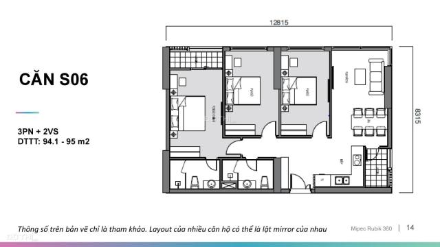 Bán căn góc 3PN S06, 95m2, tầng 12 Mipec Rubik 360, giá đợt 1, chỉ 3.9 tỷ, chính sách cực hấp dẫn