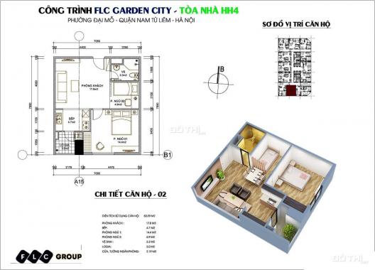 Bán căn hộ chung cư tại dự án FLC Garden City, Nam Từ Liêm, Hà Nội, diện tích 50m2, giá TT 800tr