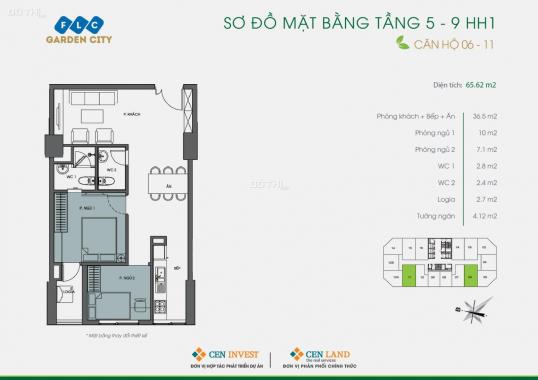 Bán căn hộ chung cư tại dự án FLC Garden City, Nam Từ Liêm, Hà Nội, diện tích 50m2, giá TT 800tr