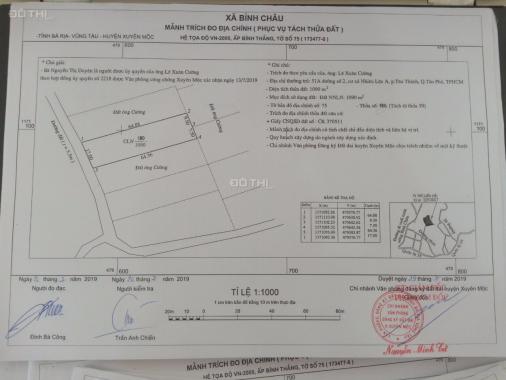 CC gửi bán 1090m2 đất Bình Châu - Xuyên Mộc, giá 1.5 tr/m2. LH 0933055107