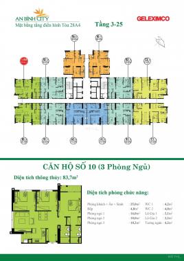 Căn hộ số 10 tòa A6, diện tích thông thủy 81m2 chung cư An Bình City