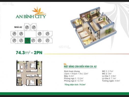 Bán nhanh căn 2PN tòa A7 An Bình City, tầng trung, full NT, giá 2,45 tỷ bao phí, LH 0823433838