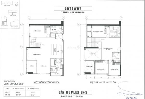 Bán căn hộ Duplex Gateway Thảo Điền, 4 PN, 2 tầng, 239.27m2, hướng Tây