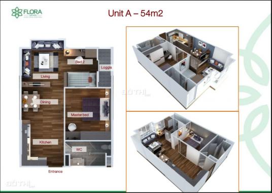 Bán gấp căn hộ Flora Anh Đào, Q9 DT 54m2 (1PN + 1- 1WC)  giá 1.72 tỷ, đã có sổ