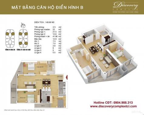 Chính chủ bán căn hộ 3PN tầng 35, căn số 6, 148,6m2, 6 tỷ tại chung cư Discovery Complex