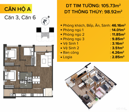 Bán căn hộ chung cư tại dự án The Sun Mễ Trì, Nam Từ Liêm, Hà Nội, diện tích 105.73m2, giá 3,6 tỷ