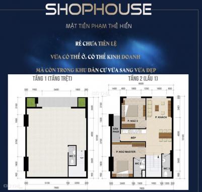 Căn shophouse 1 trệt + 1 lầu, tầng trệt kinh doanh buôn bán, bàn giao hoàn thiện, tháng 9 nhận nhà