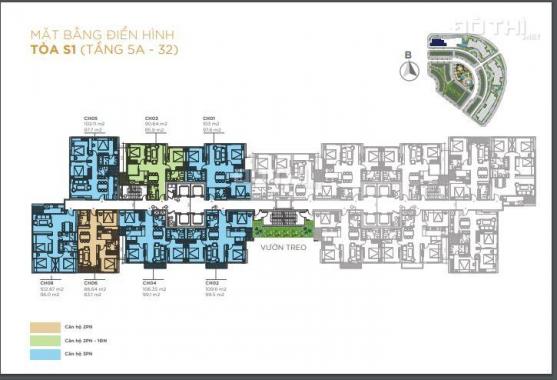 Bán căn 3PN DT 96,2m2 căn 08 tòa S1 chỉ với 3.59 tỷ full nội thất + VAT + KPBT tại Sunshine City
