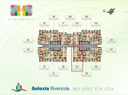 Căn hộ 3 PN, 2WC toà CT2A dự án Gelexia Riverside 885 Tam Trinh