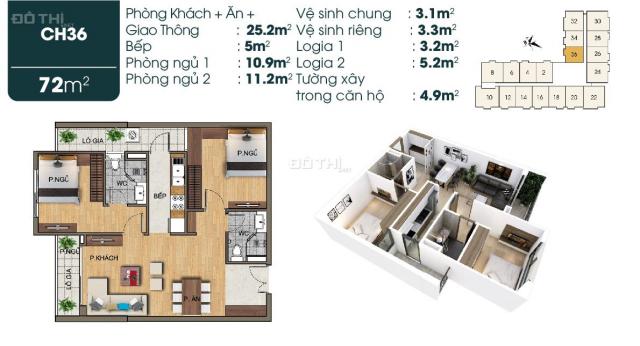 Bán căn 3PN DT 83m2 view Vinhome Riverside. Sắp nhận nhà, giá 26 tr/m2 có đồ, hỗ trợ trả góp 20 năm