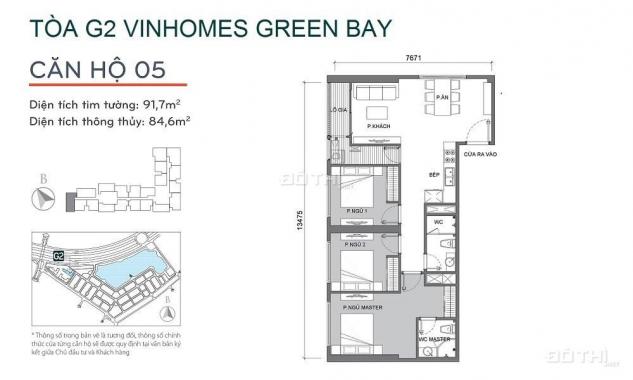 Bán căn hộ chung cư tại Vinhomes Green Bay Mễ Trì, Nam Từ Liêm, Hà Nội diện tích 92m2