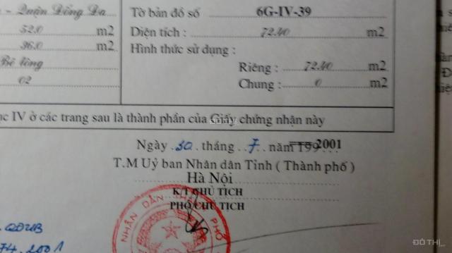 Bán nhà đất ngõ 72 Tôn Thất Tùng - Hà Nội (9,1 tỷ)