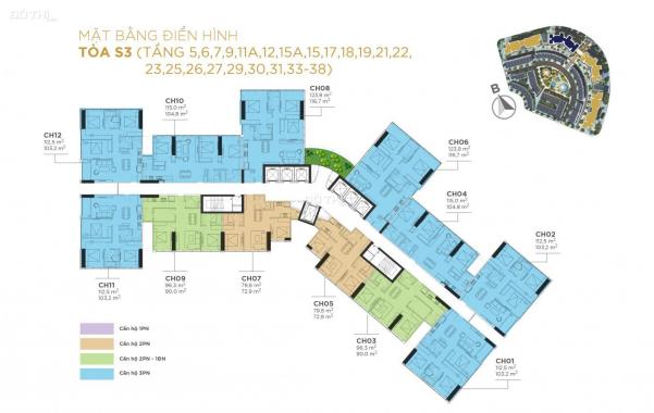 Bán nhanh căn 06/3PN tòa S3 tầng 25, giá chỉ 4.8 tỷ tại Sunshine City, bàn giao quý 2/2020