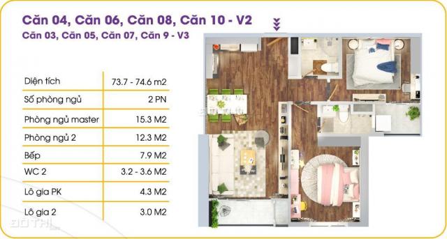 Bán căn hộ 2PN 2VS, 74m2, chỉ với 1,7 tỷ tại The Terra An Hưng, cách Aeon Hà Đông 2km