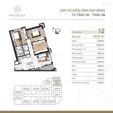 Bán chung cư cao cấp King Palace 108 Nguyễn Trãi, giá gốc chủ đầu tư