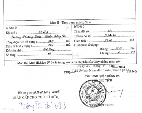 Bán nhà riêng tại phố Kim Hoa, Phường Phương Liên, Đống Đa, Hà Nội, 2.2 tỷ