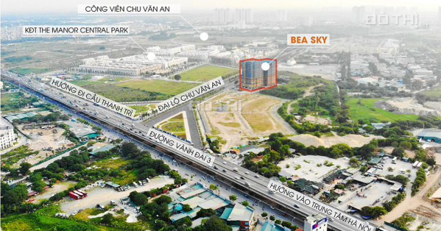 Chung cư Bea Sky Quận Hoàng Mai: Vị trí vàng trên mặt đại lộ Chu Văn An 10 làn xe rộng 64m