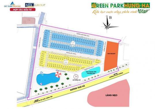 Ra mắt siêu dự án đất nền đầu tư có sổ hot nhất Thái Bình, giá chỉ từ 8-13tr/m2 Green Park Hưng Hà