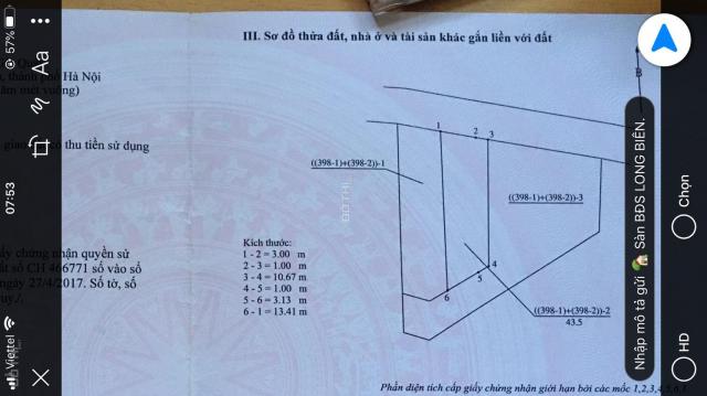 Bán nhà cấp 4 Gia quất - Thượng Thanh - Long Biên - HN, DT: 43.5m2, nở hậu rộng: 4m. Giá 2.42 tỷ